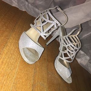 Very fancy silver sparkle heels
